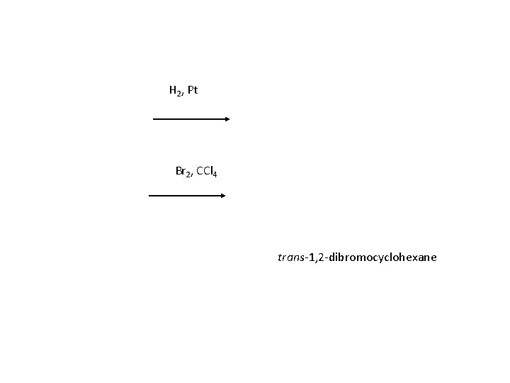 H 2, Pt Br 2, CCl 4 trans-1, 2 -dibromocyclohexane 