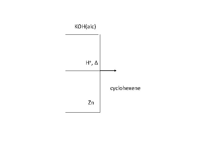 KOH(alc) H+ , Δ cyclohexene Zn 
