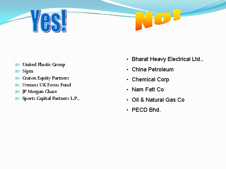 United Plastic Group Ngen Craton Equity Partners Hermes UK Focus Fund JP Morgan United Plastic Group Ngen Craton Equity Partners Hermes UK Focus Fund JP Morgan