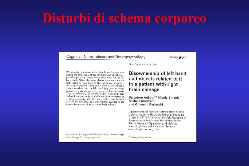 Disturbi di schema corporeo 