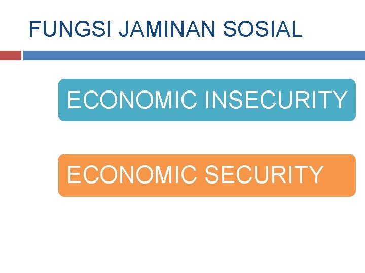 FUNGSI JAMINAN SOSIAL ECONOMIC INSECURITY ECONOMIC SECURITY 