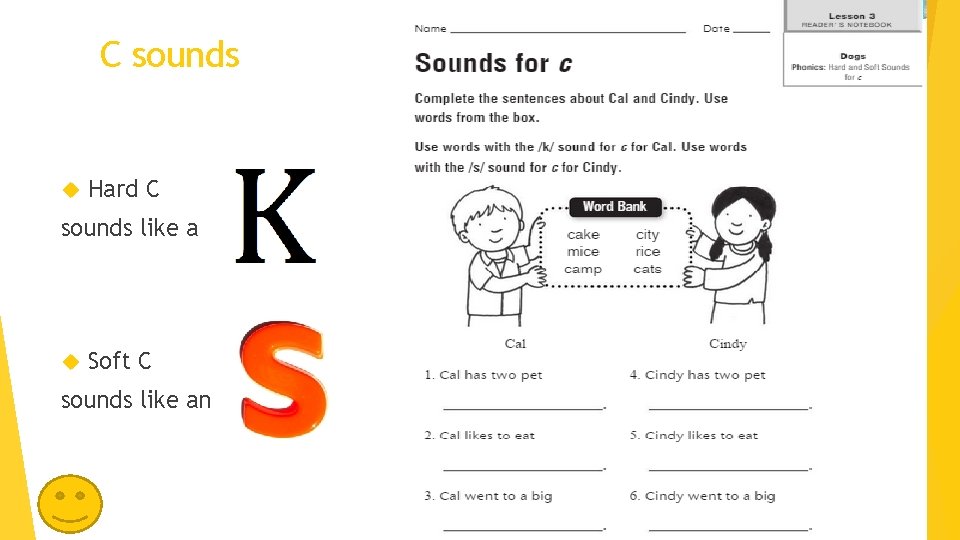 C sounds Hard C sounds like a Soft C sounds like an 