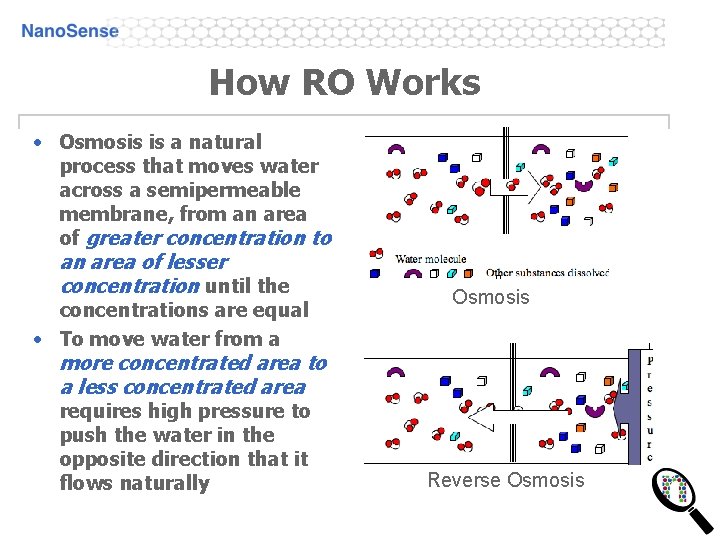 How RO Works • Osmosis is a natural process that moves water across a