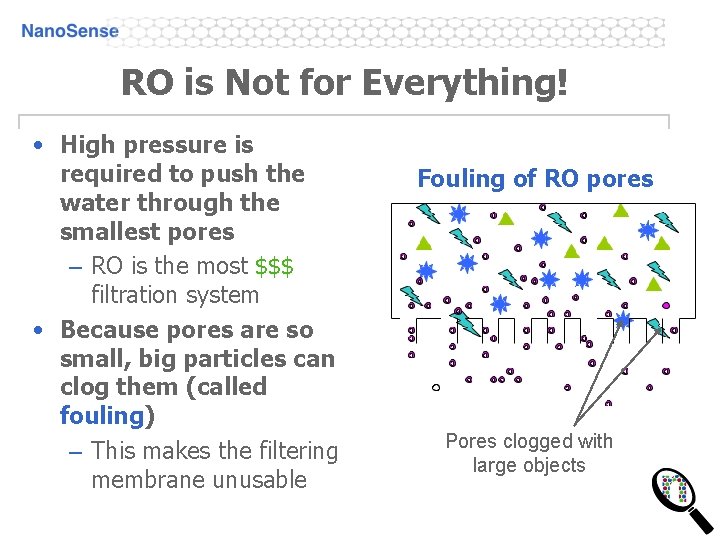 RO is Not for Everything! • High pressure is required to push the water