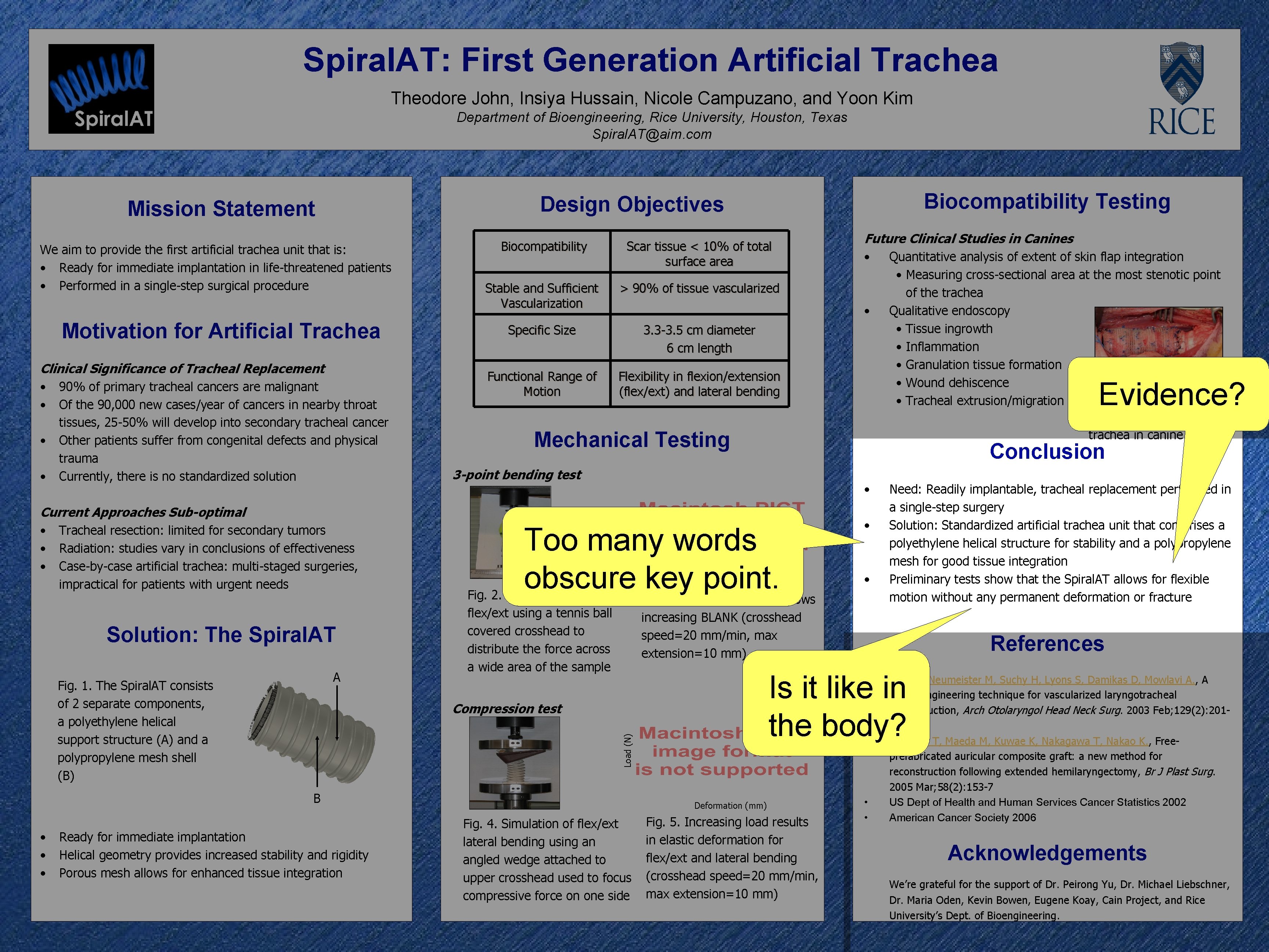 Spiral. AT: First Generation Artificial Trachea Theodore John, Insiya Hussain, Nicole Campuzano, and Yoon