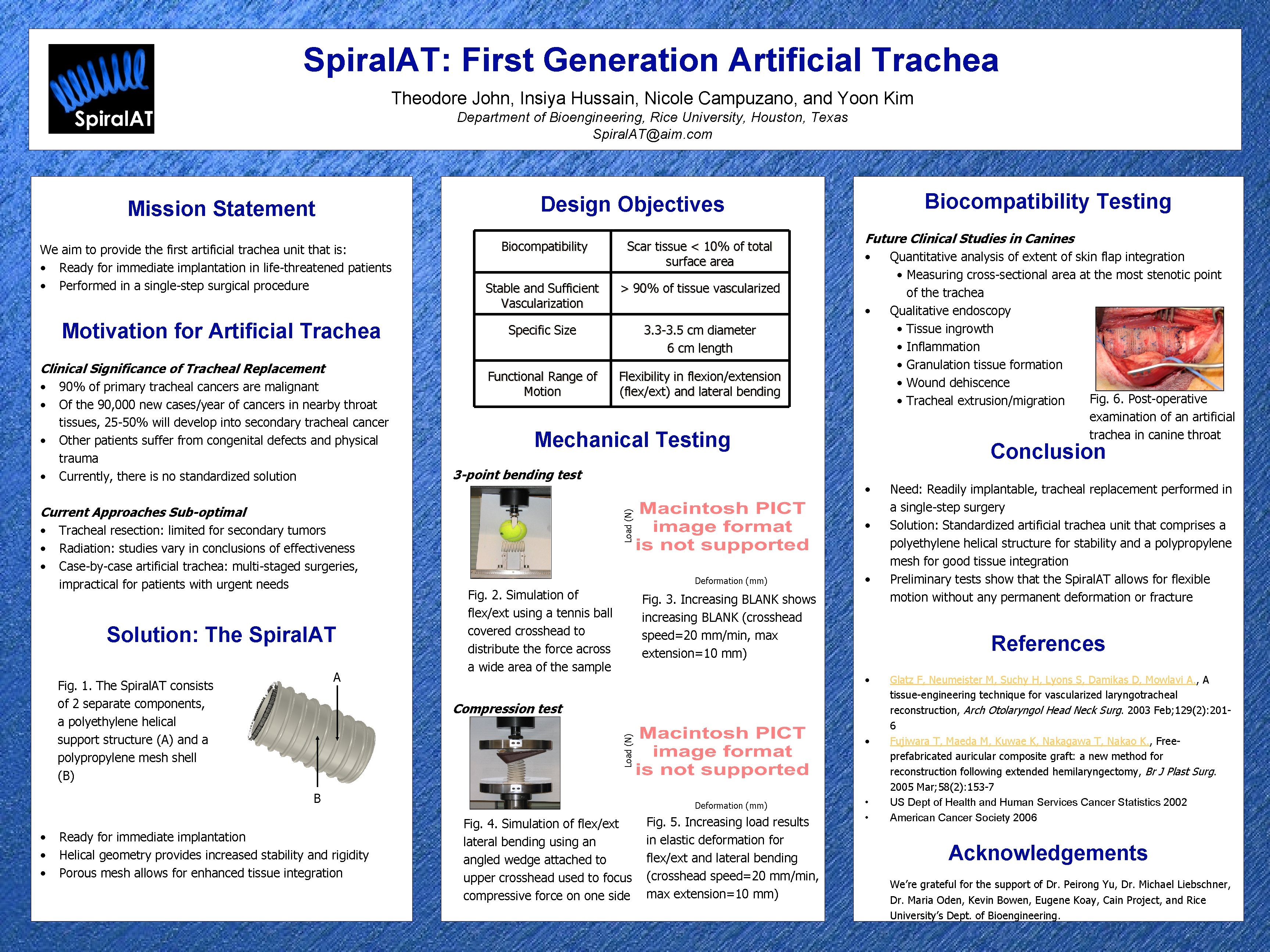 Spiral. AT: First Generation Artificial Trachea Theodore John, Insiya Hussain, Nicole Campuzano, and Yoon