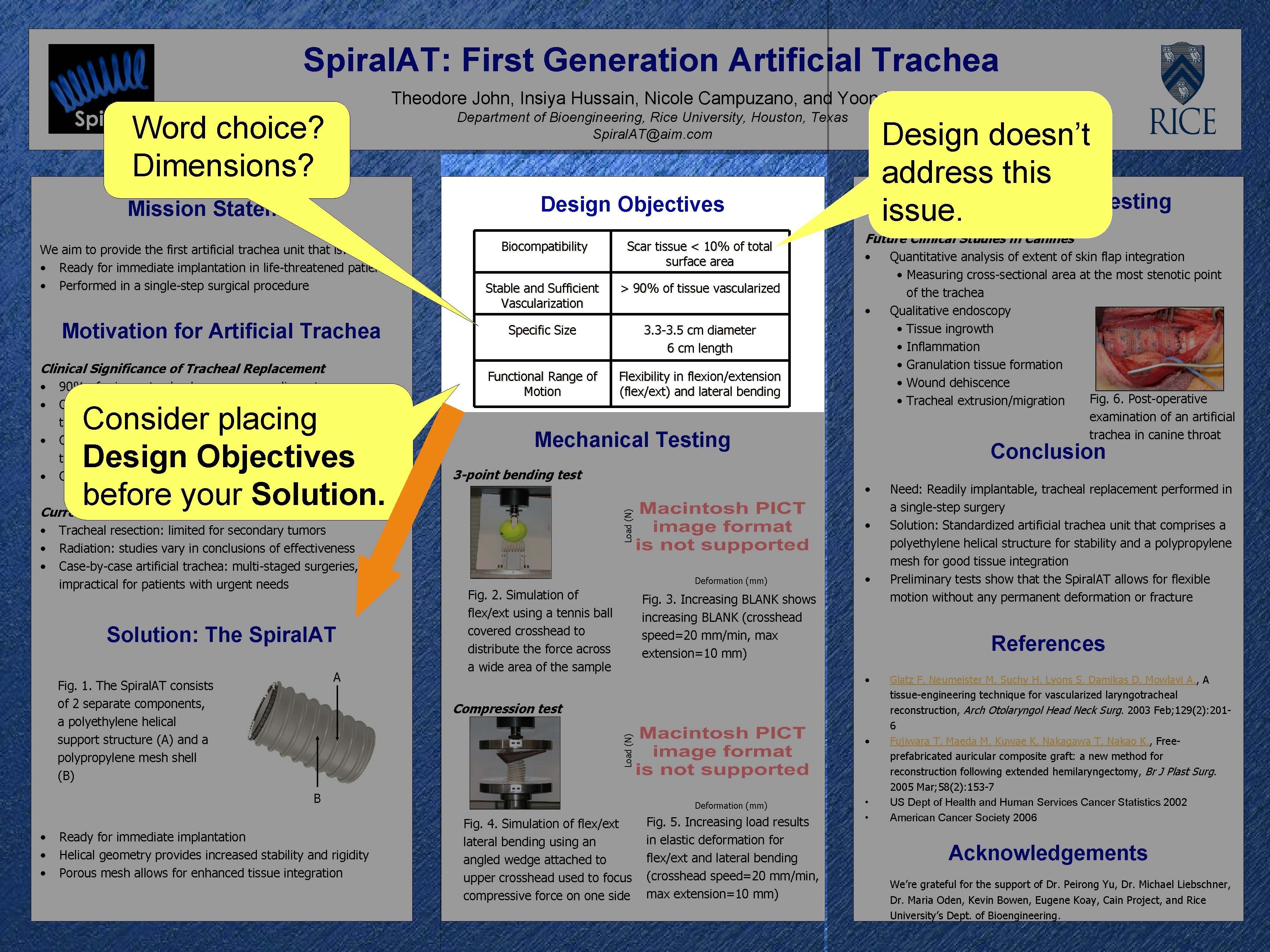 Spiral. AT: First Generation Artificial Trachea Theodore John, Insiya Hussain, Nicole Campuzano, and Yoon