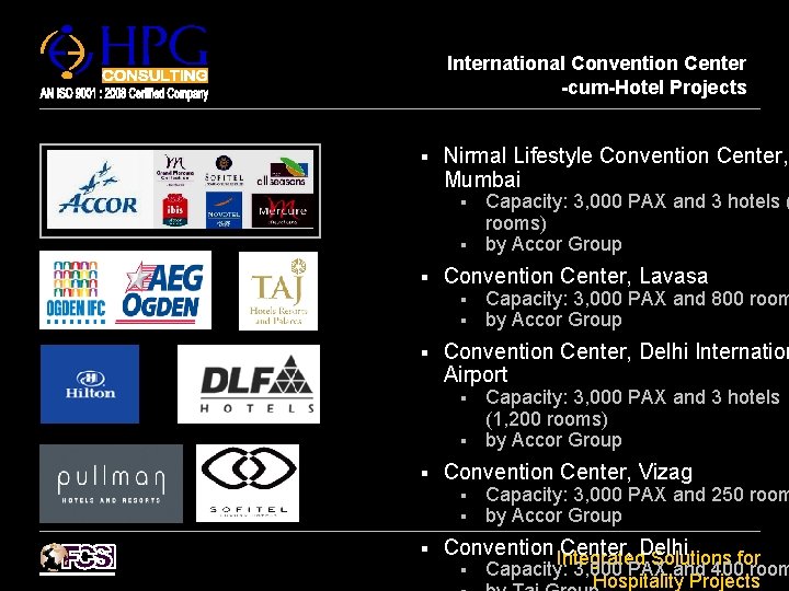 International Convention Center -cum-Hotel Projects § Nirmal Lifestyle Convention Center, Mumbai Capacity: 3, 000
