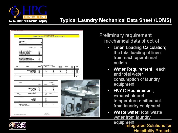 Typical Laundry Mechanical Data Sheet (LDMS) Preliminary requirement mechanical data sheet of Linen Loading