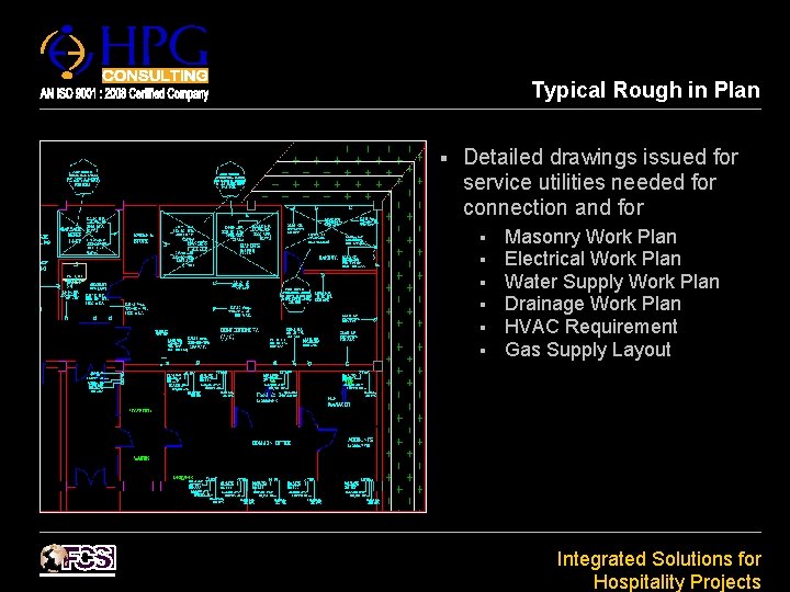 Typical Rough in Plan § Detailed drawings issued for service utilities needed for connection