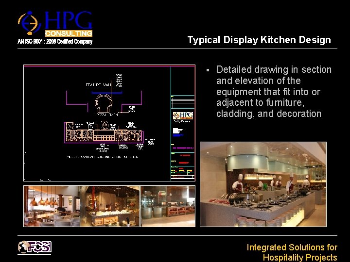 Typical Display Kitchen Design § Detailed drawing in section and elevation of the equipment