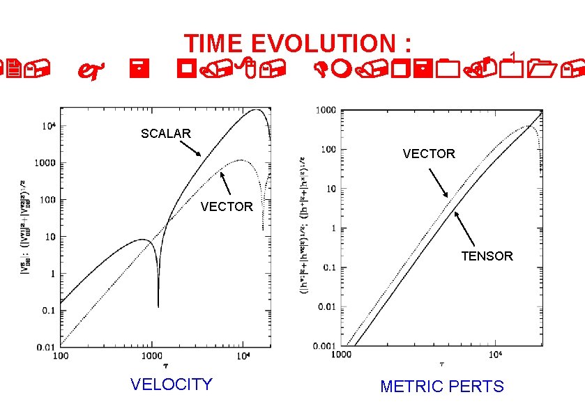 TIME EVOLUTION : -1 SCALAR VECTOR TENSOR VELOCITY METRIC PERTS 
