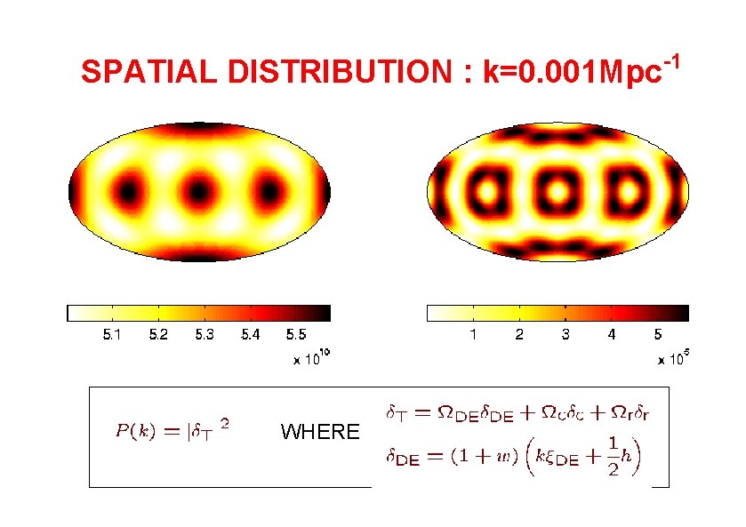 SPATIAL DISTRIBUTION : k=0. 001 Mpc WHERE -1 