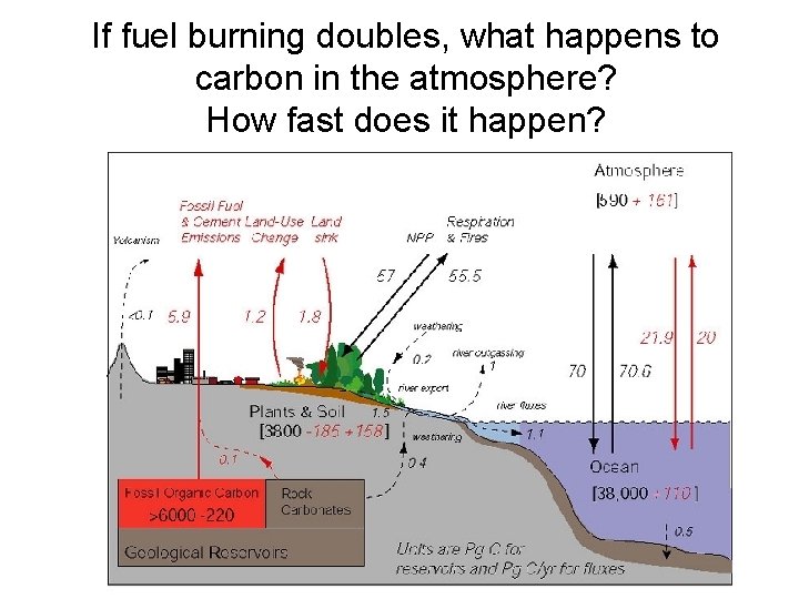 If fuel burning doubles, what happens to carbon in the atmosphere? How fast does