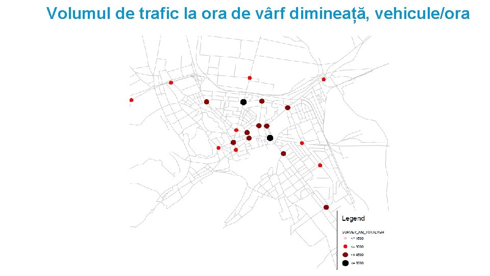 Volumul de trafic la ora de vârf dimineață, vehicule/ora 