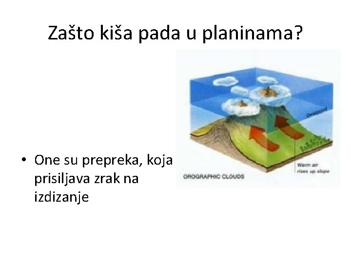 Zašto kiša pada u planinama? • One su prepreka, koja prisiljava zrak na izdizanje