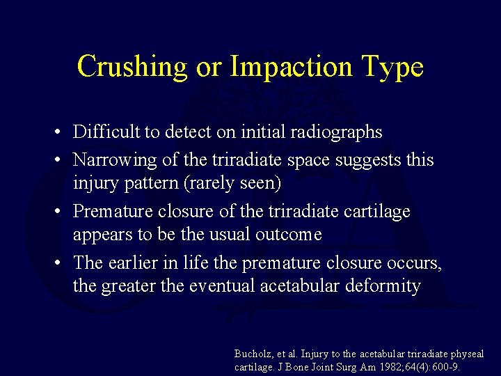 Crushing or Impaction Type • Difficult to detect on initial radiographs • Narrowing of