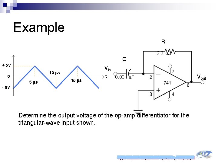 Example R 2. 2 k C + 5 V Vin 10 s 0 5