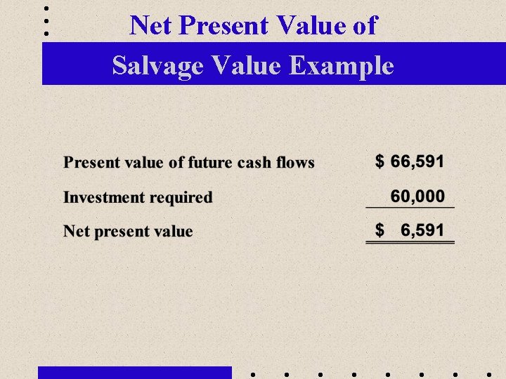 Net Present Value of Salvage Value Example 