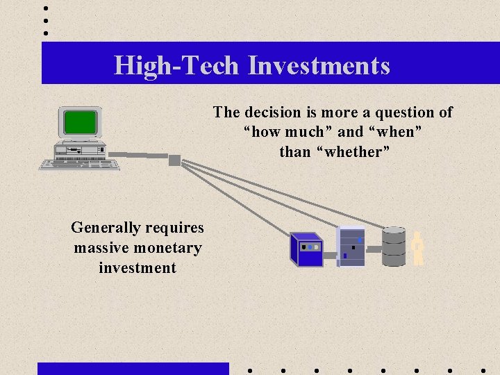 High-Tech Investments The decision is more a question of “how much” and “when” than