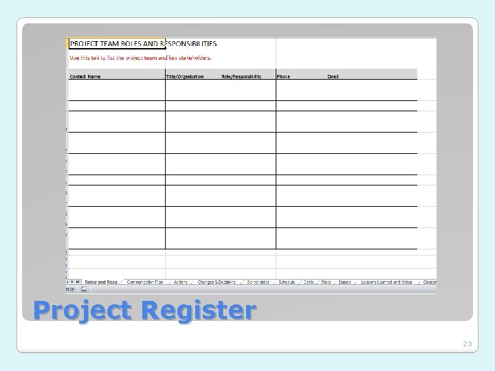 Project Register 23 