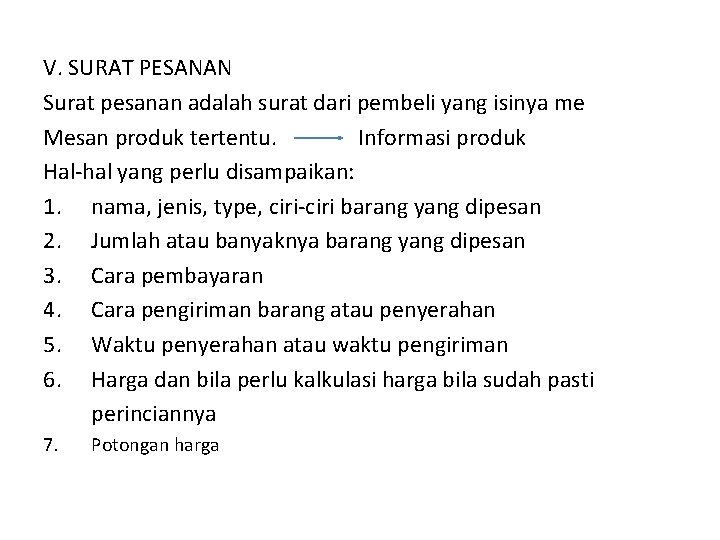 V. SURAT PESANAN Surat pesanan adalah surat dari pembeli yang isinya me Mesan produk