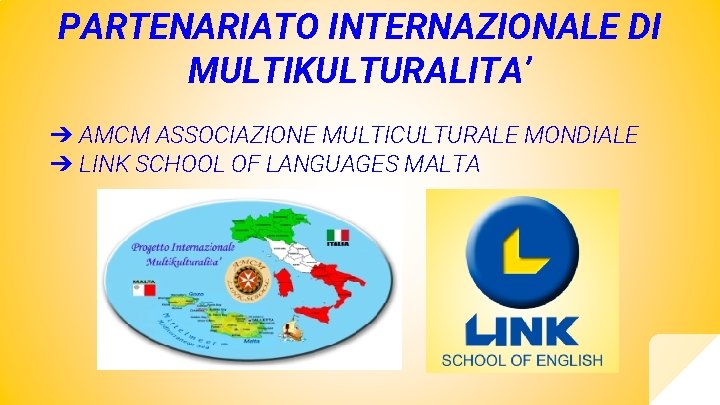 PARTENARIATO INTERNAZIONALE DI MULTIKULTURALITA’ ➔ AMCM ASSOCIAZIONE MULTICULTURALE MONDIALE ➔ LINK SCHOOL OF LANGUAGES