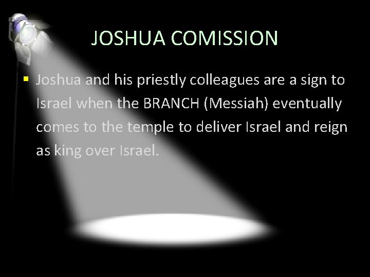 JOSHUA COMISSION § Joshua and his priestly colleagues are a sign to Israel when