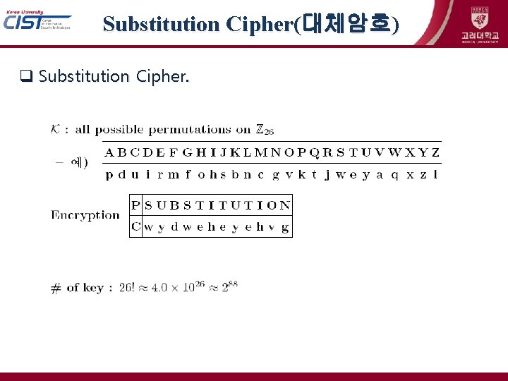 Substitution Cipher(대체암호) Substitution Cipher. 