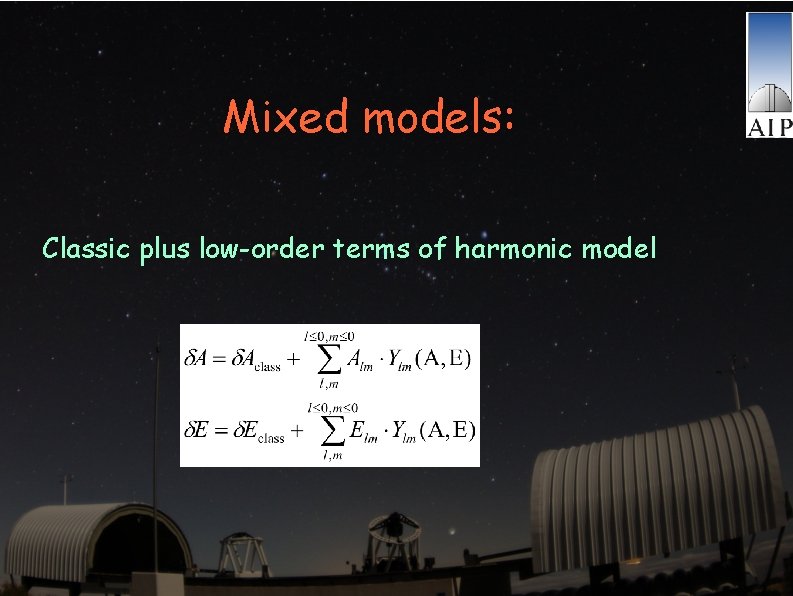 Mixed models: Classic plus low-order terms of harmonic model 