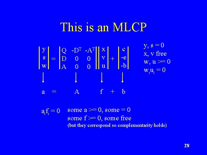 This is an MLCP y c Q -DT -AT x s = D 0