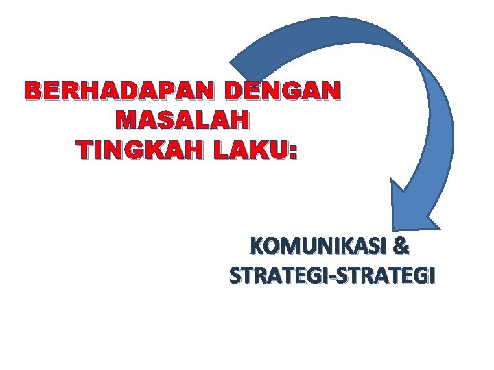 BERHADAPAN DENGAN MASALAH TINGKAH LAKU: KOMUNIKASI & STRATEGI-STRATEGI 