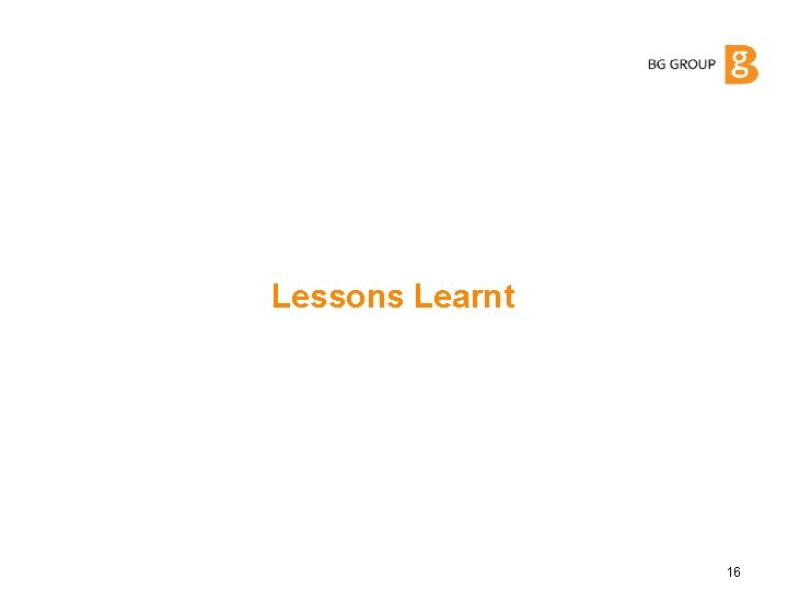 Lessons Learnt 16 