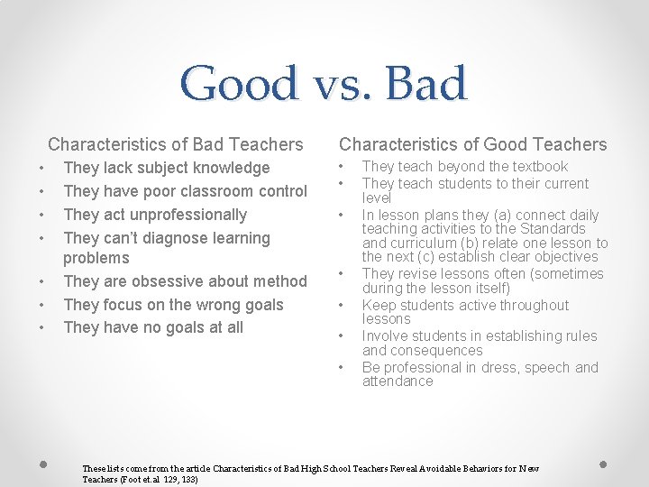 Teacher Identification Good or Bad By Amanda Cranford