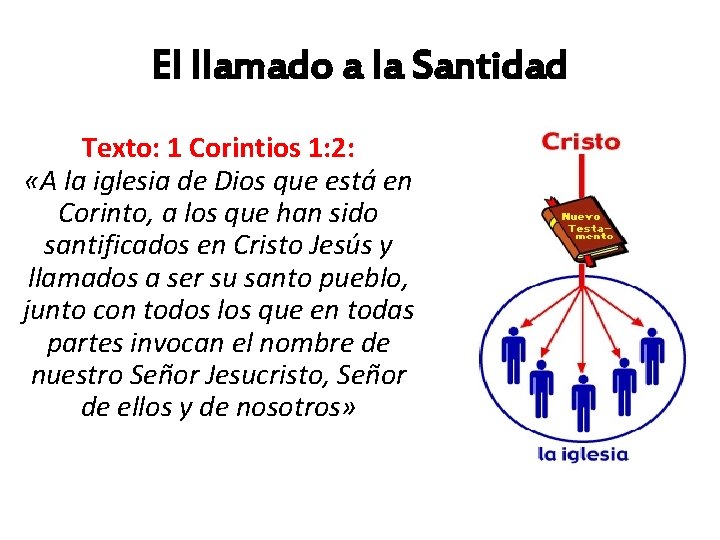 El llamado a la Santidad Texto: 1 Corintios 1: 2: «A la iglesia de