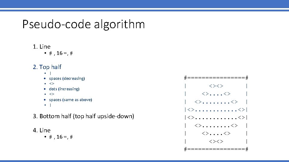 Pseudo-code algorithm 1. Line • # , 16 =, # 2. Top half •