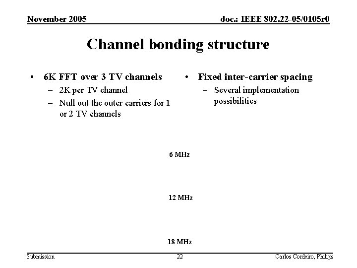 November 2005 doc. : IEEE 802. 22 -05/0105 r 0 Channel bonding structure •