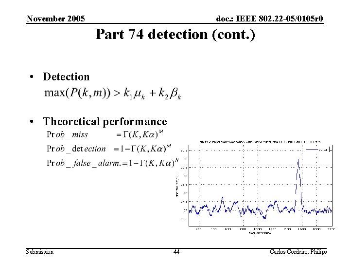 November 2005 doc. : IEEE 802. 22 -05/0105 r 0 Part 74 detection (cont.