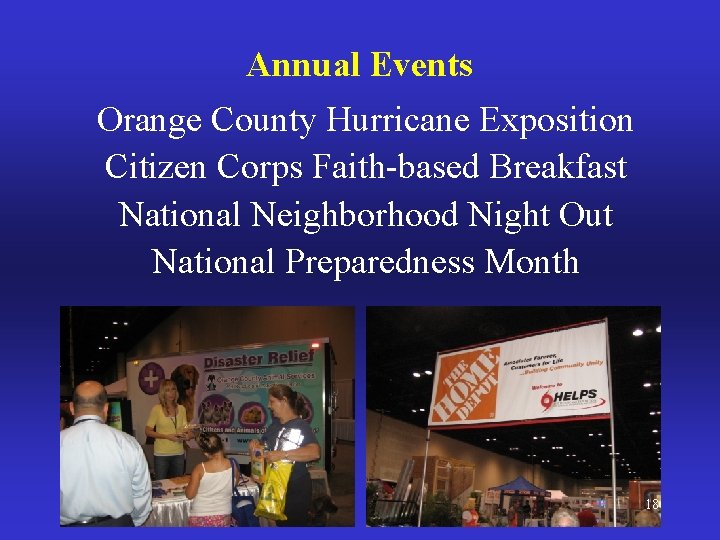 Annual Events Orange County Hurricane Exposition Citizen Corps Faith-based Breakfast National Neighborhood Night Out