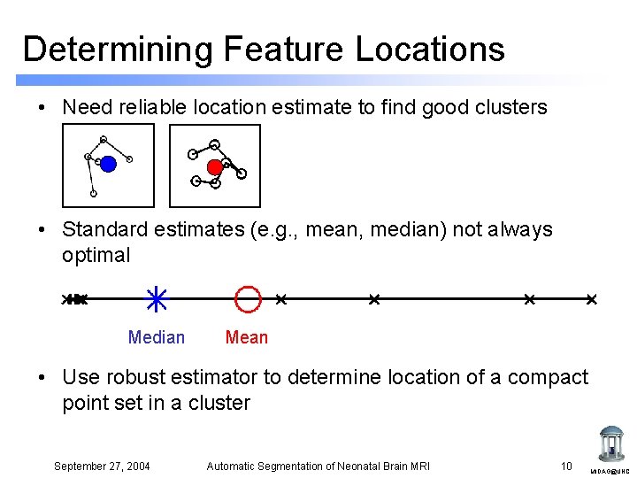 Determining Feature Locations • Need reliable location estimate to find good clusters • Standard Determining Feature Locations • Need reliable location estimate to find good clusters • Standard