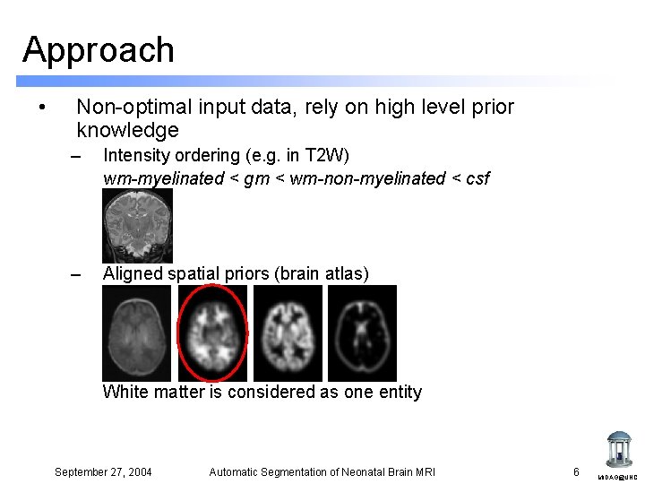 Approach • Non-optimal input data, rely on high level prior knowledge – Intensity ordering Approach • Non-optimal input data, rely on high level prior knowledge – Intensity ordering