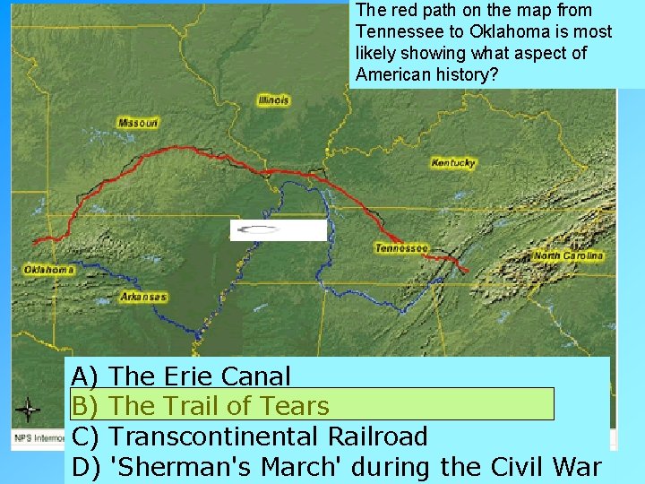 The red path on the map from Tennessee to Oklahoma is most likely showing