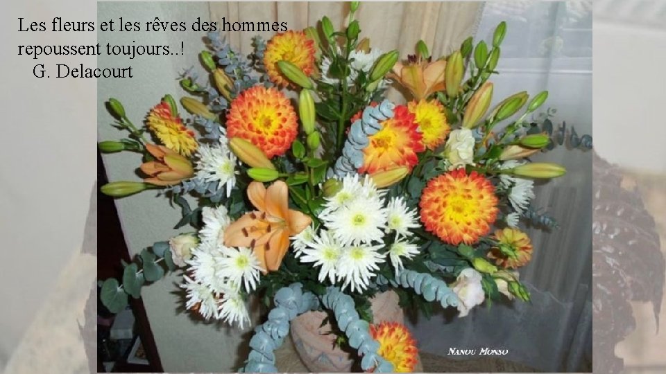 Les fleurs et les rêves des hommes repoussent toujours. . ! G. Delacourt 