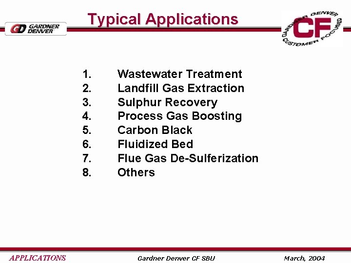 Typical Applications 1. 2. 3. 4. 5. 6. 7. 8. APPLICATIONS Wastewater Treatment Landfill
