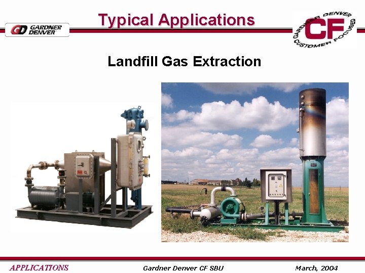 Typical Applications Landfill Gas Extraction APPLICATIONS Gardner Denver CF SBU March, 2004 