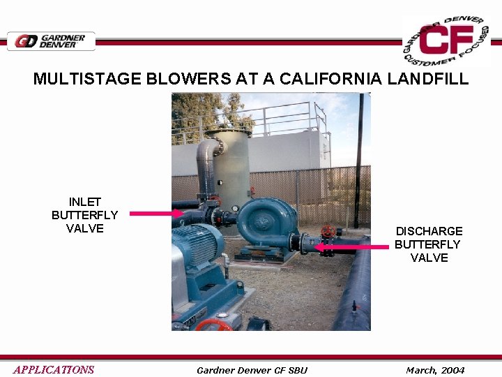 MULTISTAGE BLOWERS AT A CALIFORNIA LANDFILL INLET BUTTERFLY VALVE APPLICATIONS DISCHARGE BUTTERFLY VALVE Gardner