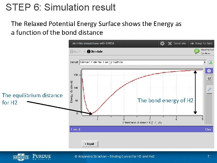 STEP 6: Simulation result The Relaxed Potential Energy Surface shows the Energy as a
