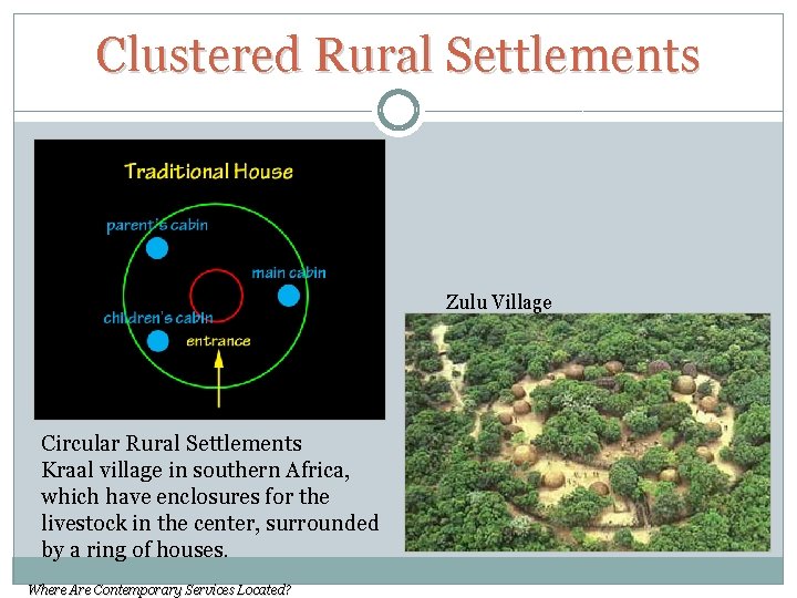 Clustered Rural Settlements Zulu Village Circular Rural Settlements Kraal village in southern Africa, which