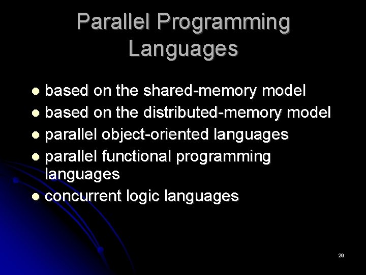 Parallel Programming Languages based on the shared-memory model based on the distributed-memory model parallel