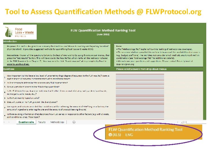 Tool to Assess Quantification Methods @ FLWProtocol. org 